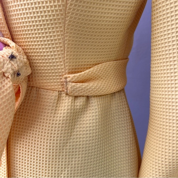 Vintage 1960s I. Magnin Studio Six Yellow Pique Maxi Dress Button Front Bow S M - Picture 10 of 12